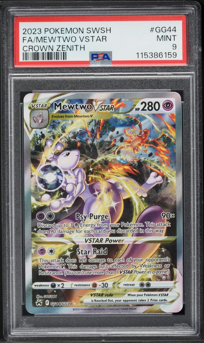 2023 #GG44 Full Art/Mewtwo Vstar PSA 9 Sword and Shield Crown Zenith Pokemon