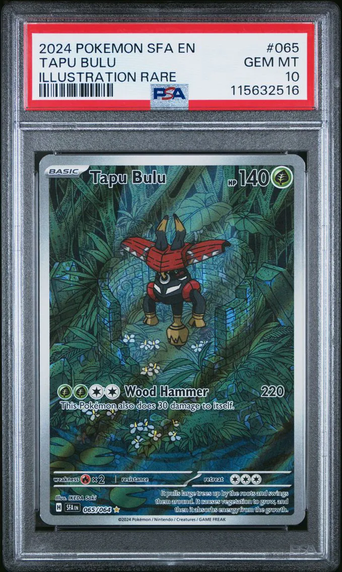 2024 #065 Tapu Bulu PSA 10 Sfa EN-Shrouded Fable Pokemon