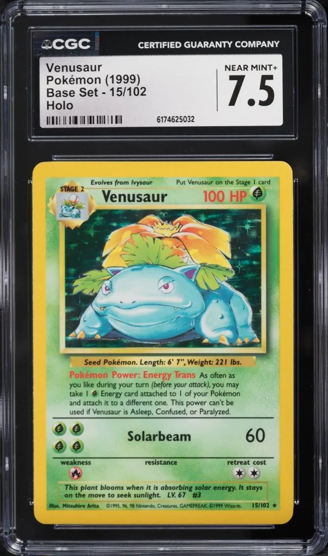 1999 Pokemon Base Set Holo Venusaur #15 CGC 7.5 NRMT+