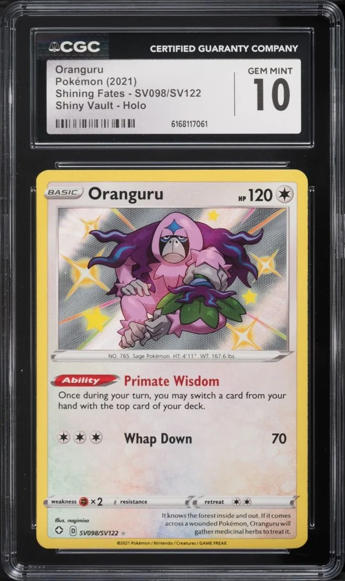 2021 Pokemon Sword & Shield Shining Fates Shiny Oranguru #SV098 CGC 10 GEM MINT