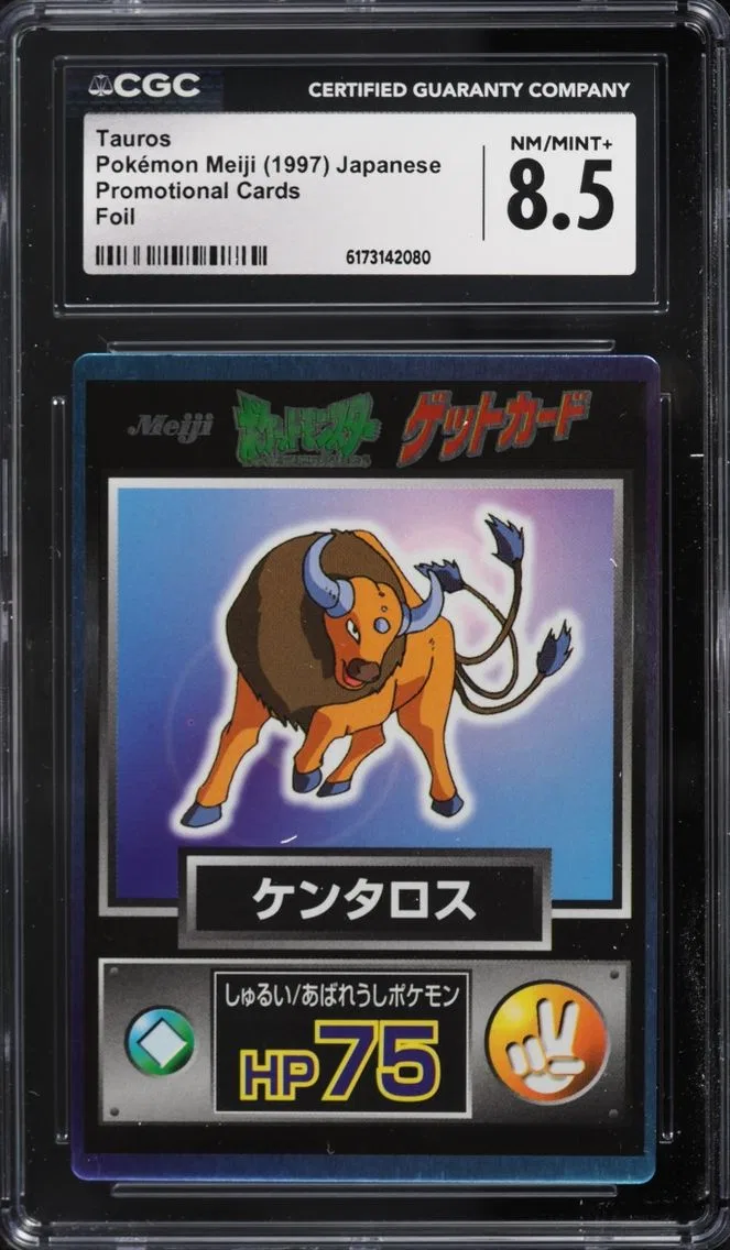 1997 Pokemon Japanese Meiji Promo Foil Tauros CGC 8.5 NM-MT+