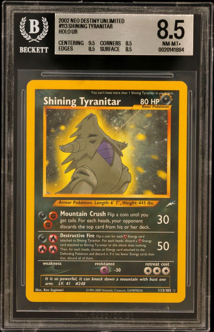 2002 #113 Shining Tyranitar HOLO R BGS 8.5 Neo Destiny Unlimited