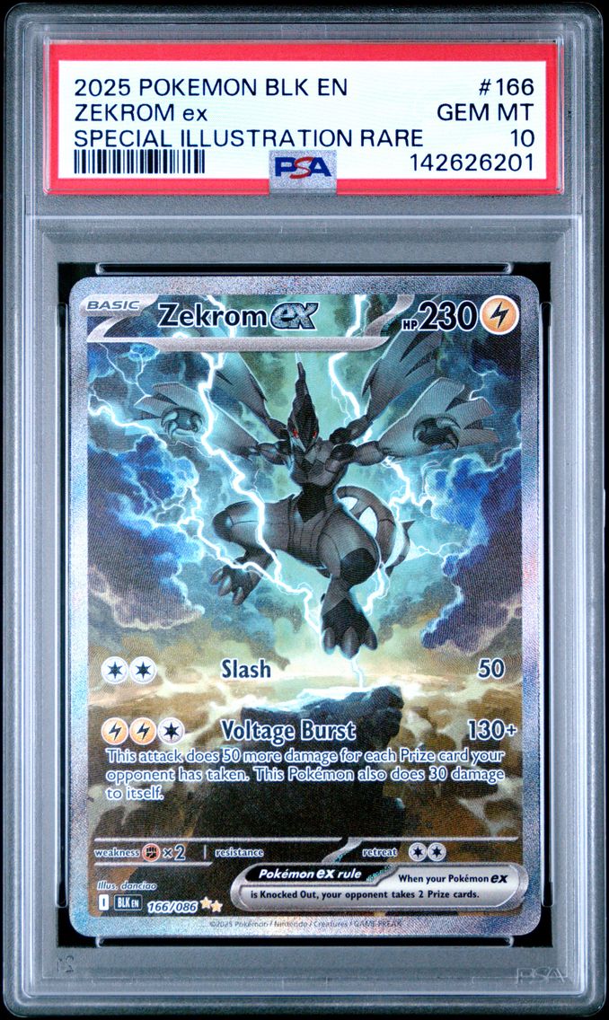2025 #166 Zekrom EX PSA 10 Blk EN-Black Bolt