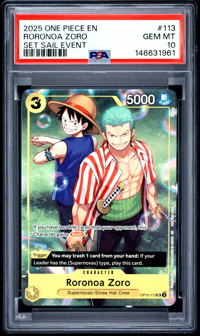 2025 #113 Roronoa Zoro PSA 10 One Piece Promos