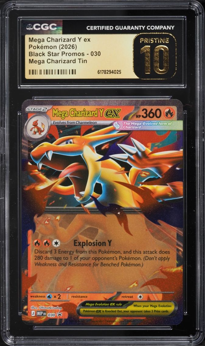 2026 Pokemon Mega Evolution Black Star Promo Tin Mega Charizard Y EX #30 CGC 10 PRISTINE