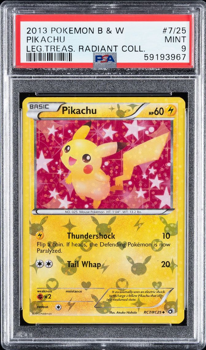 2013 #RC7 PIKACHU PSA 9 POKEMON BLACK & WHITE LEGENDARY TREASURES RADIANT COLLECTION