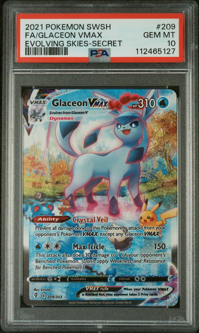 2021 #209 Full Art/Glaceon Vmax PSA 10 Sword & Shield Evolving Skies