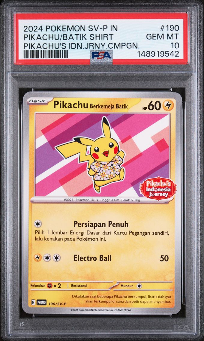 2024 #190 Pikachu in Batik Shirt PSA 10 Indonesian SV-P Promo