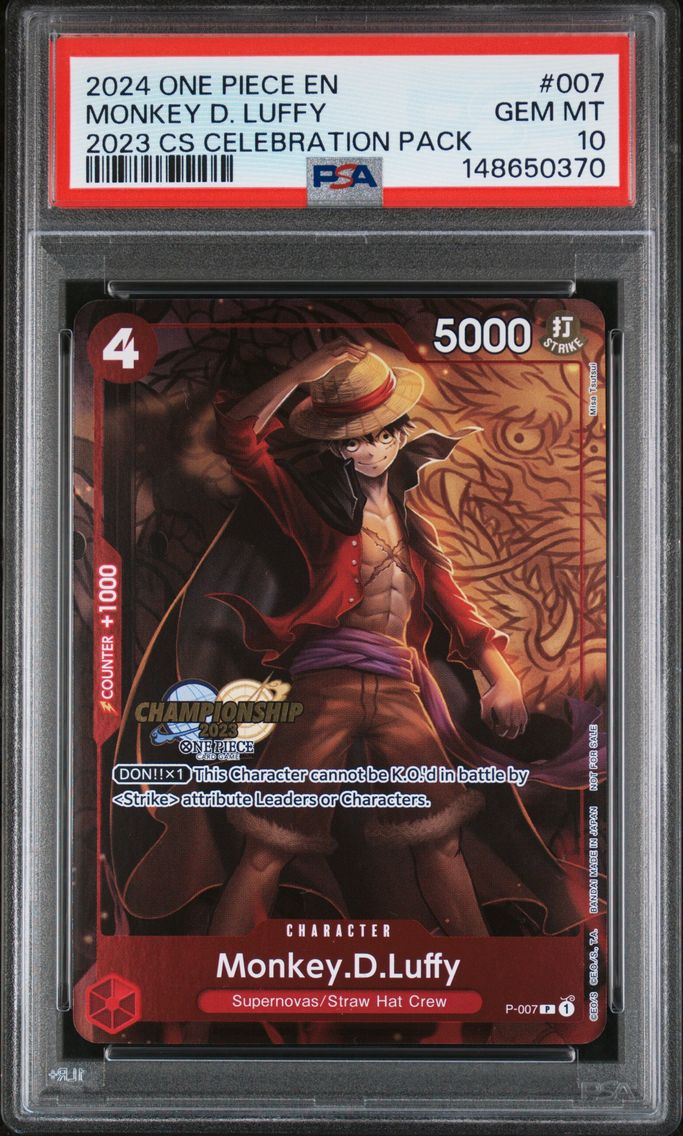 2024 #007 Monkey D. Luffy PSA 10 One Piece Championship 2023 Celebration Pack