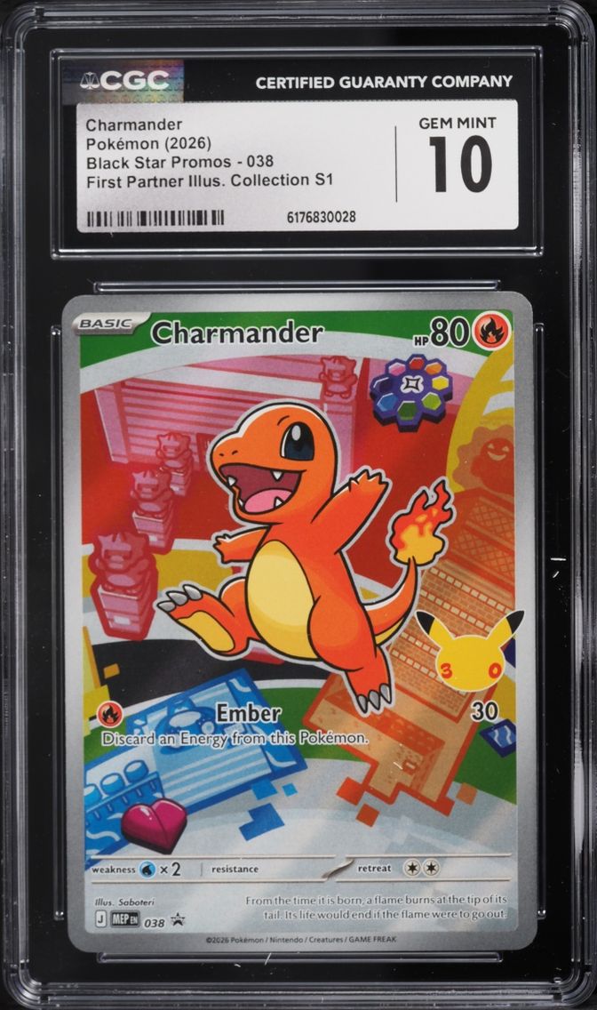 2026 Pokemon Mega Evolution Promo First Partner Illustration S1 Full Art Charmander #38 CGC 10
