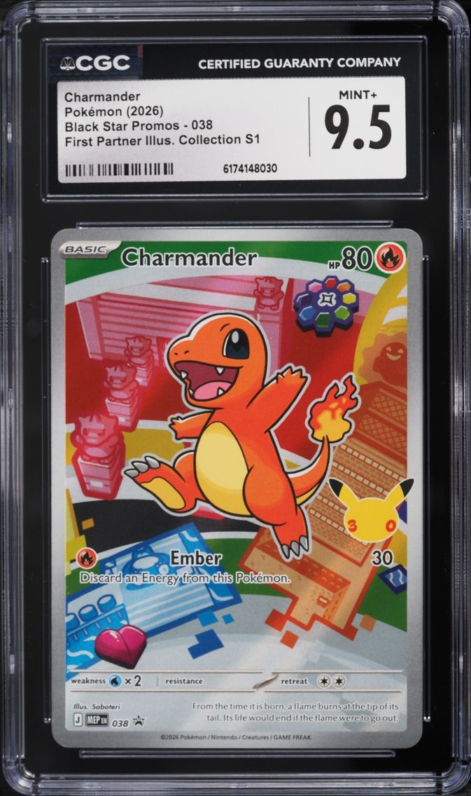 2026 Pokemon Mega Evolution Promo First Partner Illustration Full Art Charmander #38 CGC 9.5