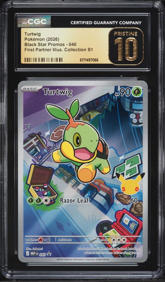 2026 Pokemon Mega Promo First Partner Illustration Full Art Turtwig #40 CGC 10 PRISTINE