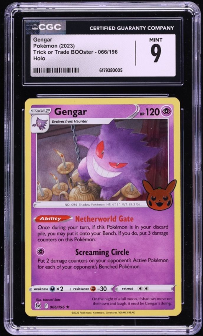 2023 Pokemon Sword & Shield Lost Origin Trick Or Trade Holo Gengar #66 CGC 9 MINT