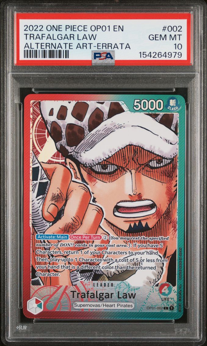 2022 #002 Trafalgar Law PSA 10 One Piece OP01-Romance Dawn