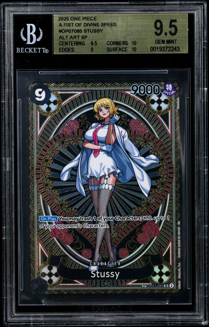 2025 #OP07085 Stussy ALT ART SP BGS 9.5 One Piece Card Game A Fist of Divine Speed