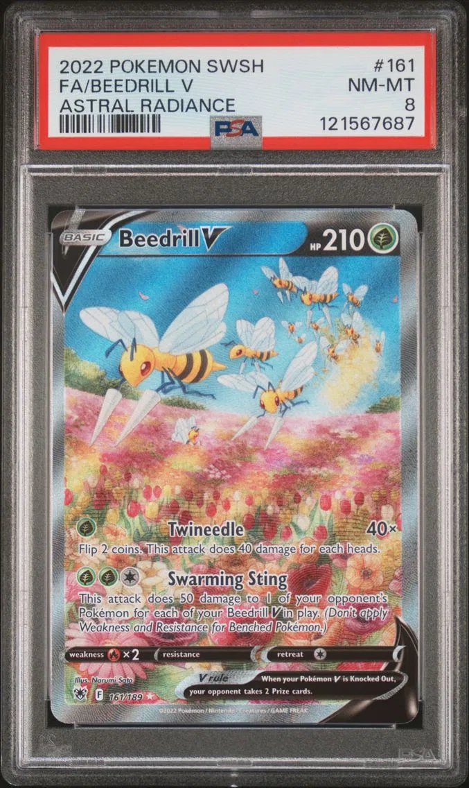 2022 #161 Full Art/Beedrill V PSA 8 Sword & Shield Astral Radiance Pokemon