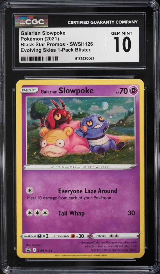 2021 #SWSH126 Galarian Slowpoke CGC 10 Pokemon Sword & Shield Promo Evolving Skies Holo