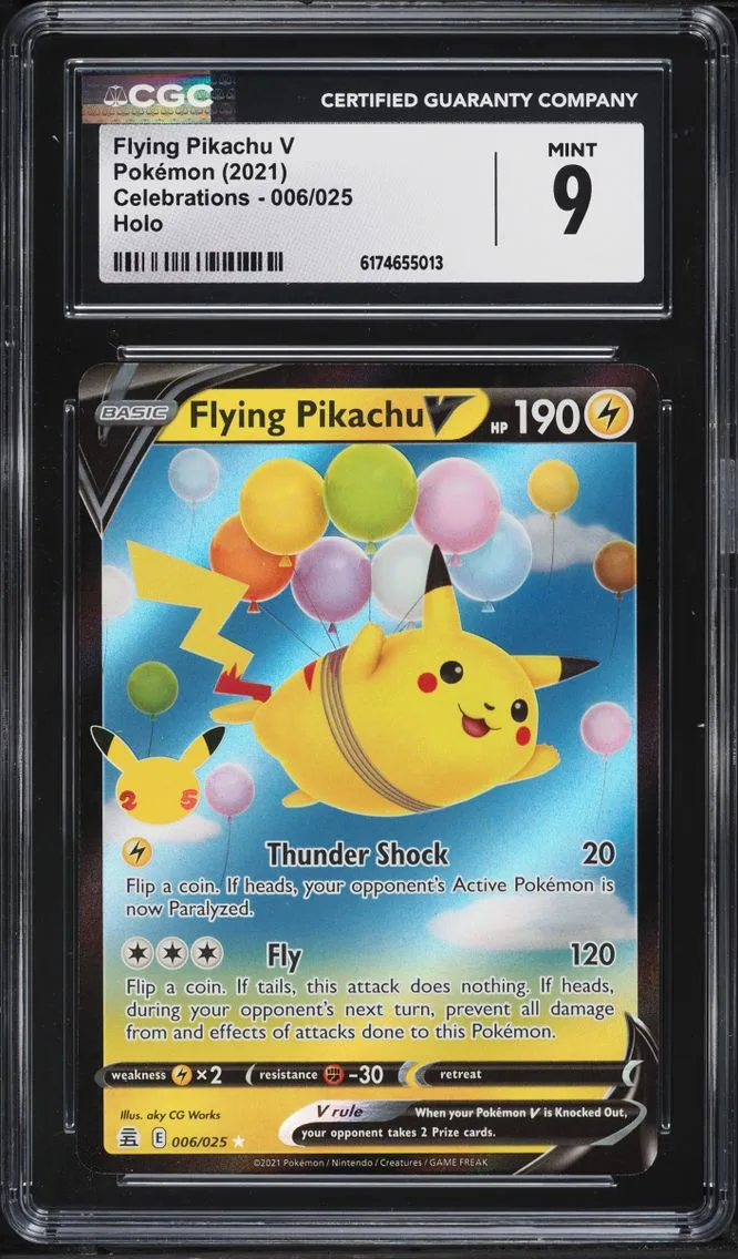 2021 Pokemon Sword & Shield Celebrations Holo Flying Pikachu V #6 CGC 9 MINT