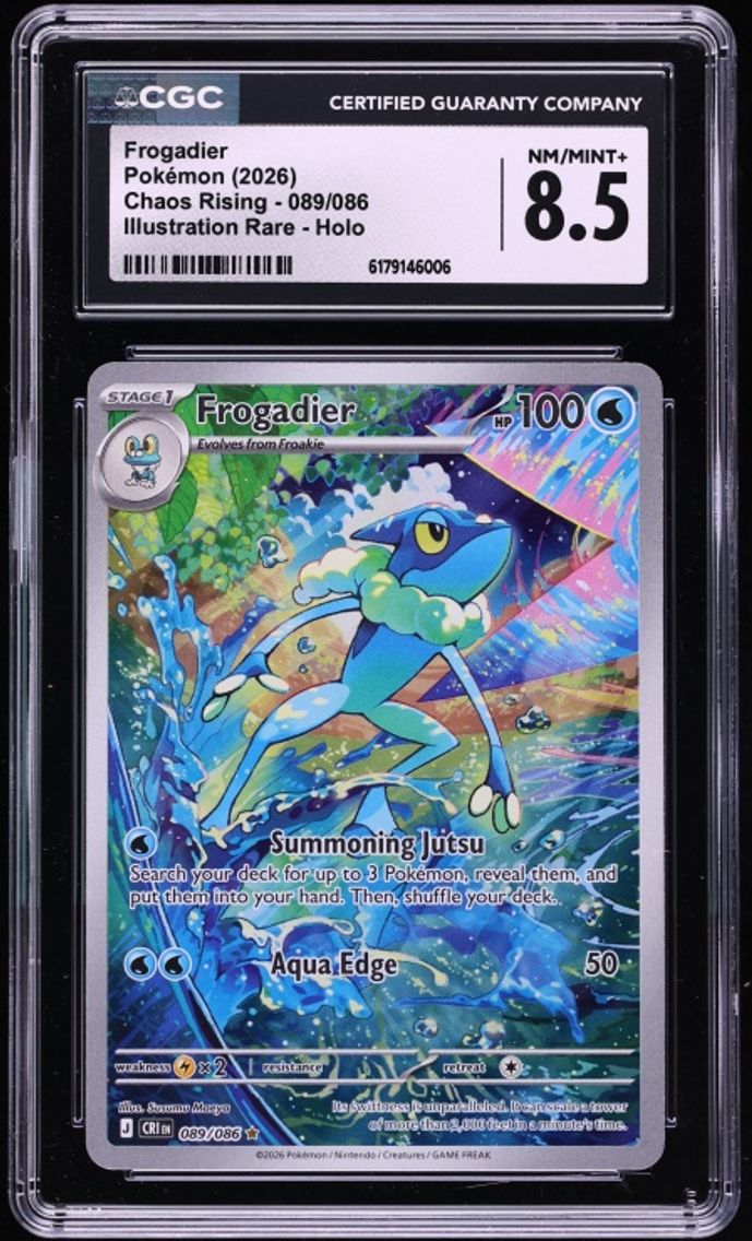2026 Pokemon Mega Evolution Chaos Rising IR Frogadier #089 CGC 8.5 NM-MT+