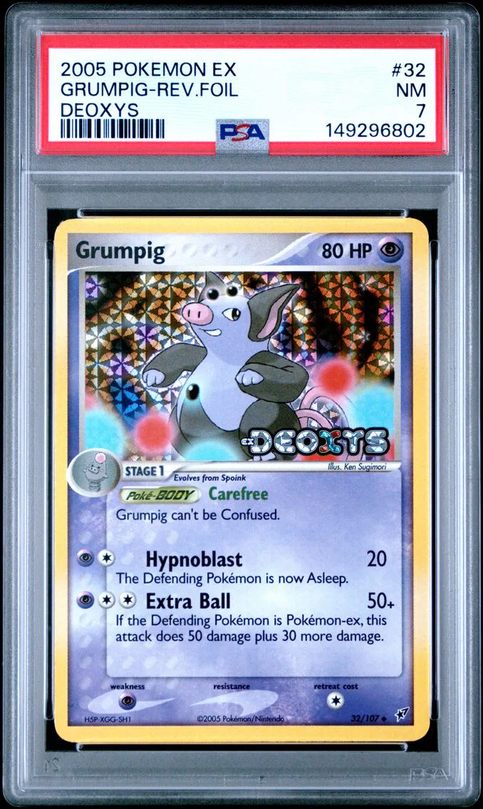 2005 #32 Grumpig-Reverse Foil PSA 7 EX Deoxys Pokemon