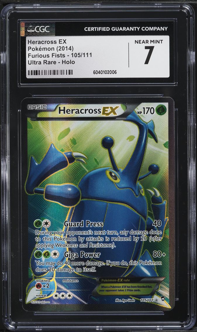 2014 #105 XY FURIOUS FISTS FULL ART HERACROSS EX CGC 7 POKEMON
