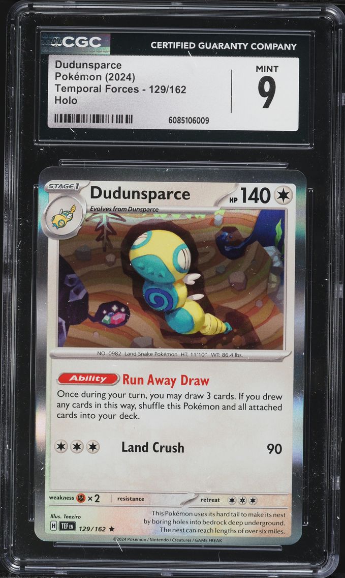 2024 #129 Dudunsparce CGC 9 Tef EN-Temporal Forces Pokemon