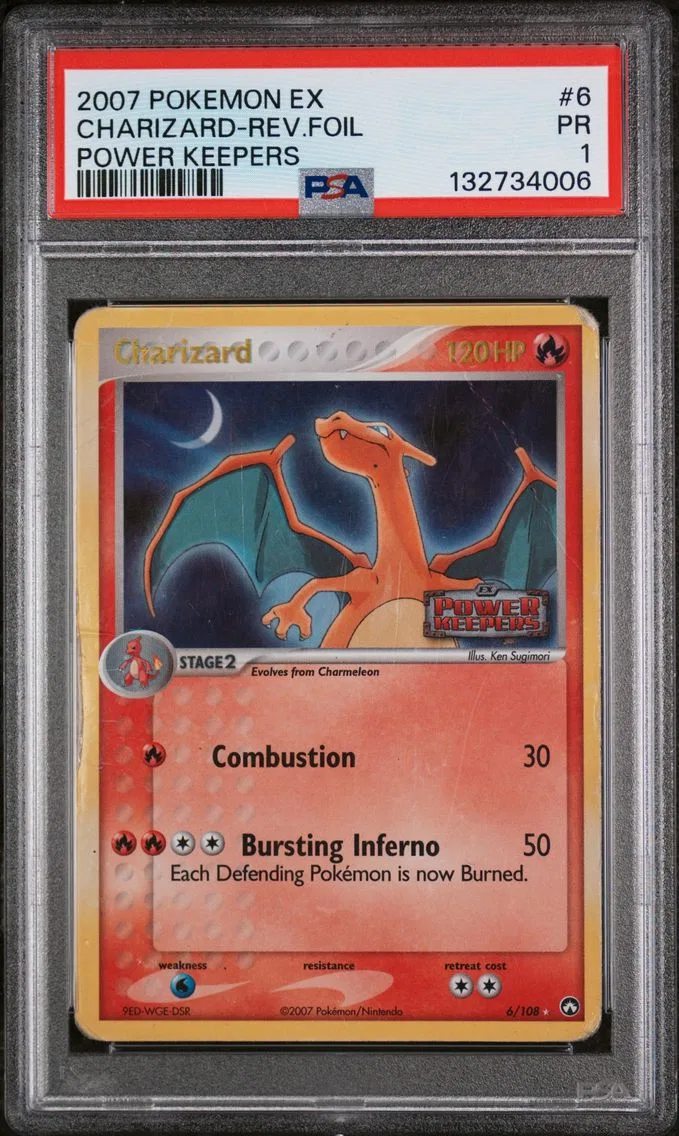 2007 #6 Charizard-Reverse Foil PSA 1 EX Power Keepers