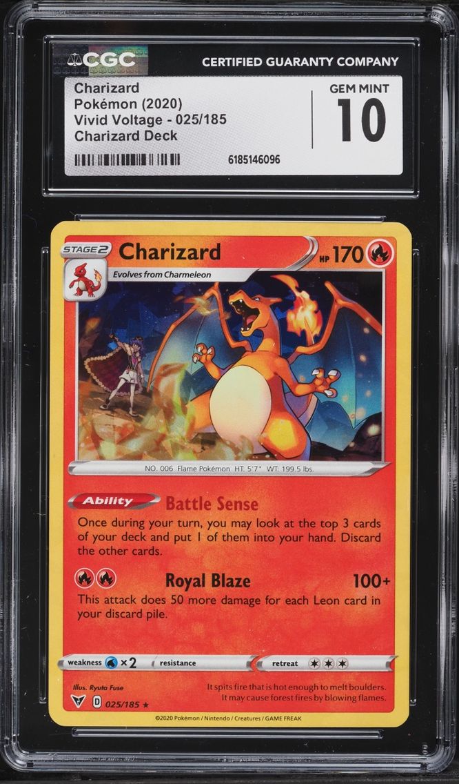 2020 #25 Charizard CGC 10 Pokemon Sword & Shield Vivid Voltage Cracked Ice Holo