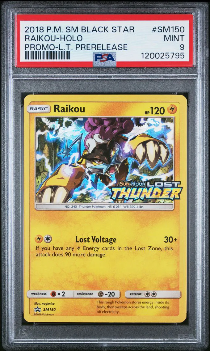 2018 #SM150 Raikou-Holo PSA 9 SM Black Star Promo Pokemon