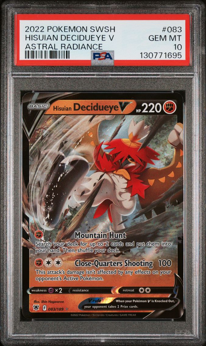 2022 #083 Hisuian Decidueye V PSA 10 Sword & Shield Astral Radiance Pokemon