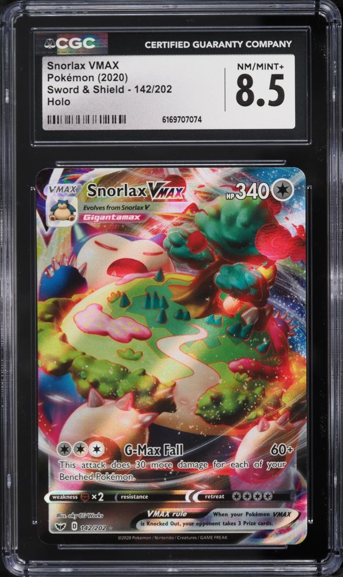 2020 Pokemon Sword & Shield Full Art Snorlax VMAX #142 CGC 8.5 NM-MT+