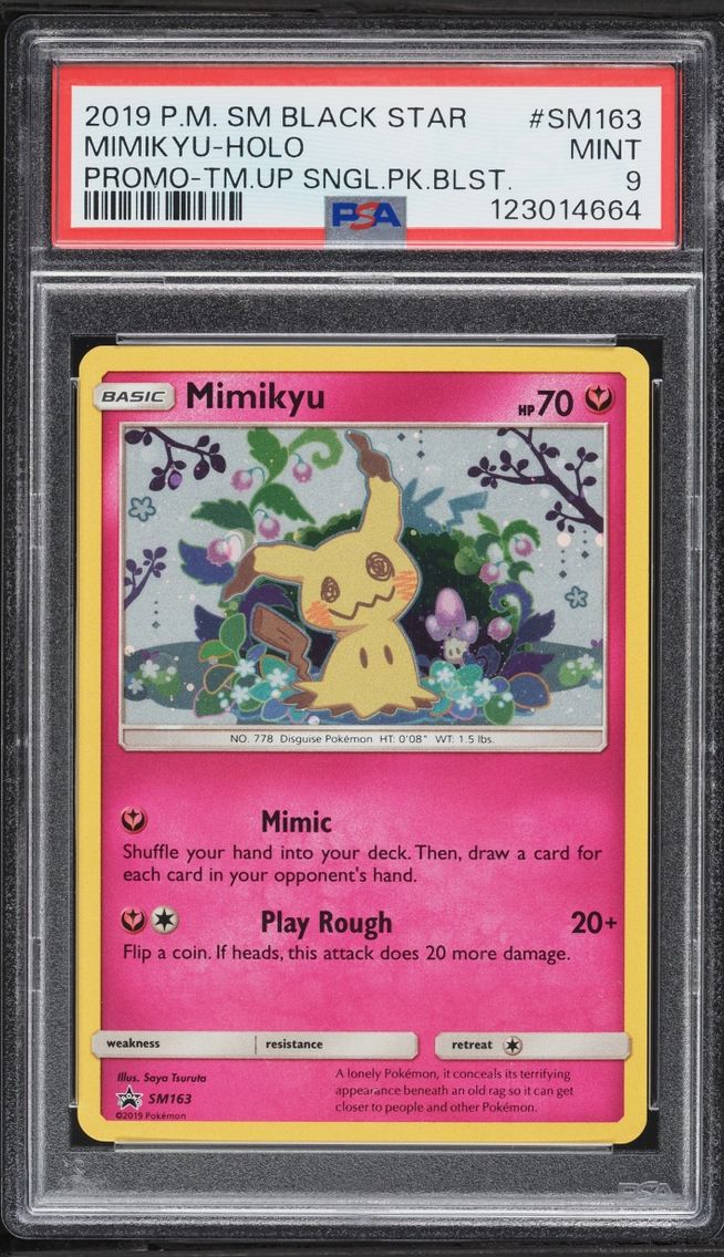 2019 Pokemon Sun & Moon Black Star Promo Team Up Holo Mimikyu #SM163 PSA 9 MINT