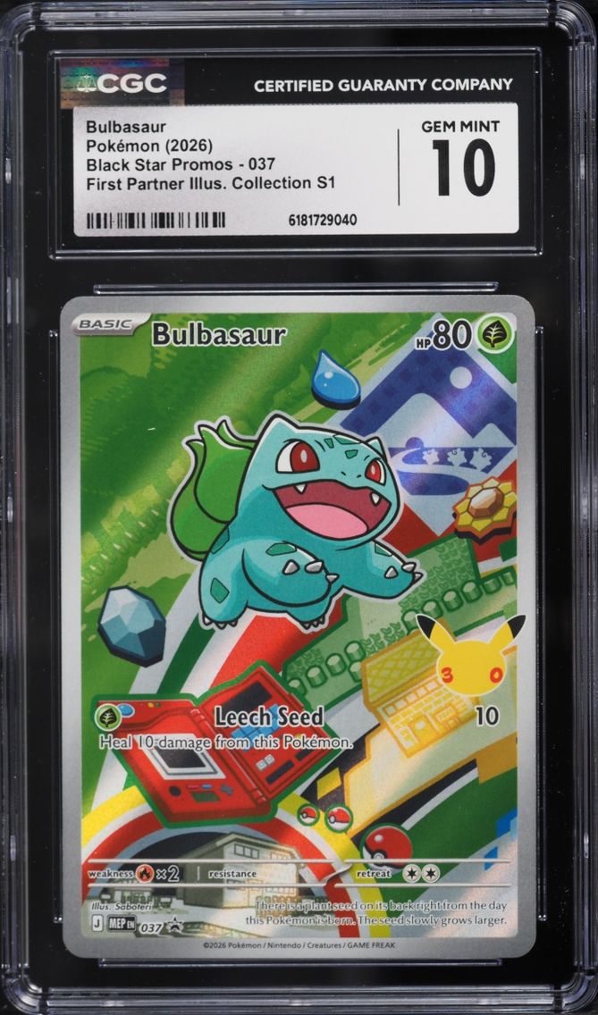 2026 Pokemon Mega Promo First Partner Illustration S1 Full Art Bulbasaur #37 CGC 10 GEM MINT