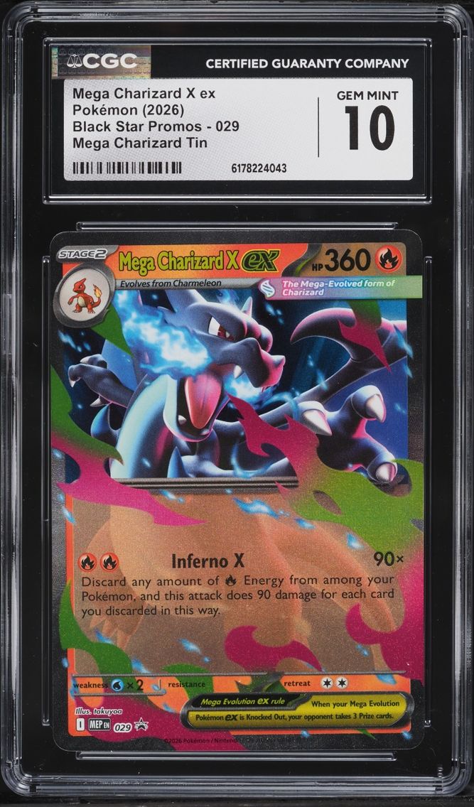 2026 Pokemon Mega Evolution Promo Tin Mega Charizard X Ex #29 CGC 10 GEM MINT