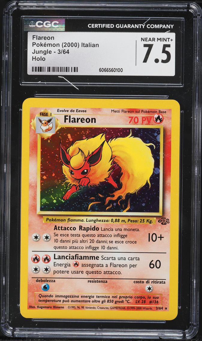 1999 #3 Flareon CGC 7.5 Jungle - Unlimited - Italian Pokemon