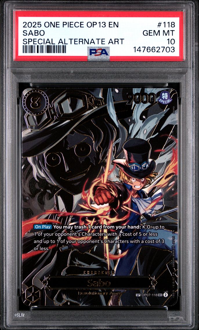 2025 #118 Sabo PSA 10 One Piece OP13-Carrying on His Will