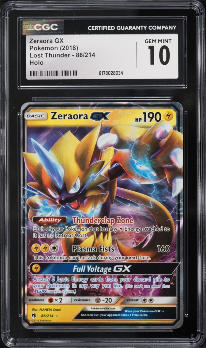 2018 Pokemon Sun & Moon Lost Thunder Holo Zeraora GX #86 CGC 10 GEM MINT