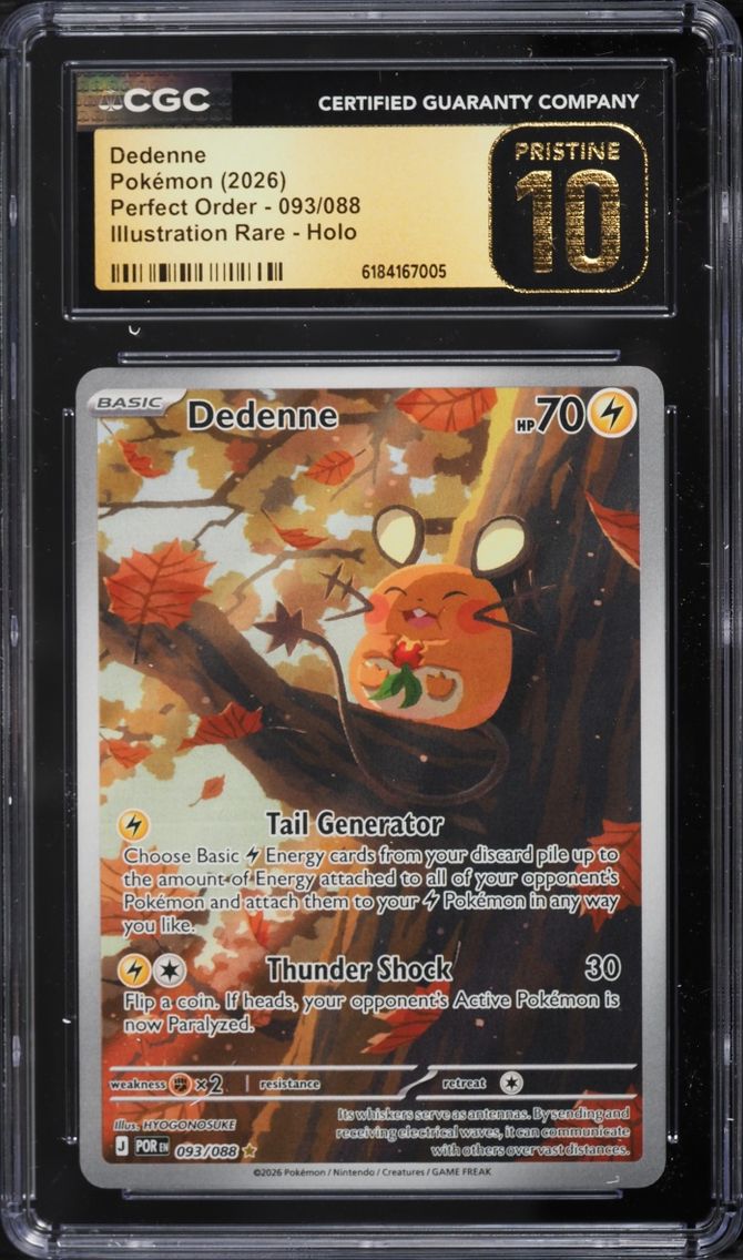 2026 #93 Dedenne CGC 10 Pokemon Mega Evolution Perfect Order IR