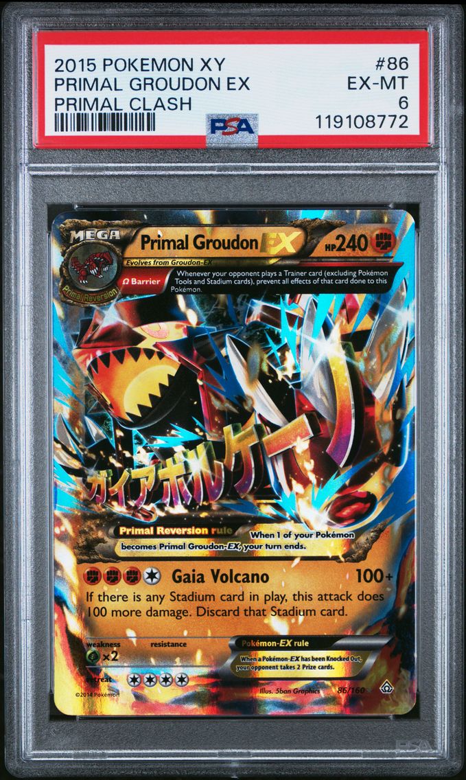 2015 #86 Primal Groudon EX PSA 6 XY Primal Clash Pokemon