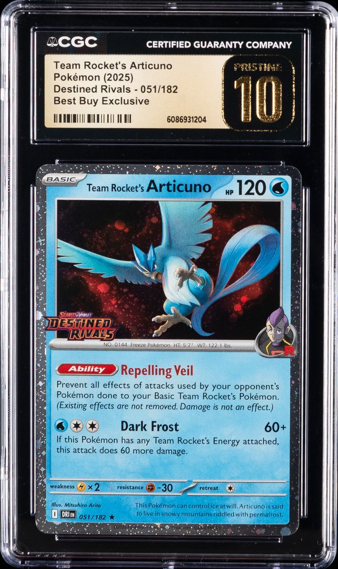 2025 #051 Team Rocket's Articuno CGC 10 Pristine Dri EN-Destined Rivals Pokemon
