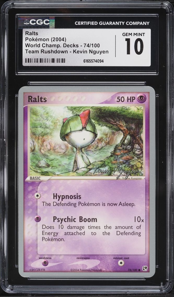 2004 Pokemon World Champion Decks Team Rushdown Kevin Nguyen Ralts #74 CGC 10 GEM MINT