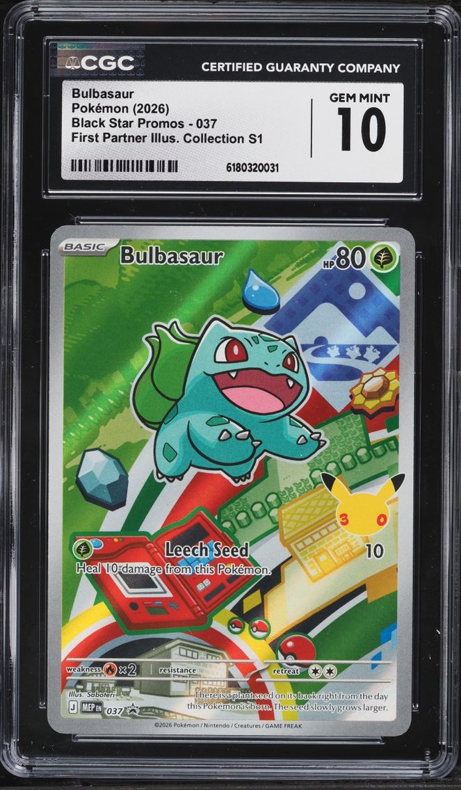 2026 Pokemon Mega Promo First Partner Illustration S1 Full Art Bulbasaur #37 CGC 10 GEM MINT
