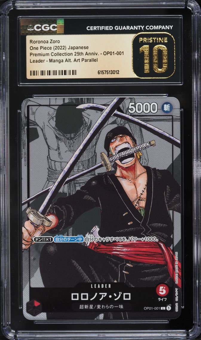 2022 #OP01-001 Alt Art Roronoa Zoro L CGC 10 PRISTINE Premium 25th One Piece
