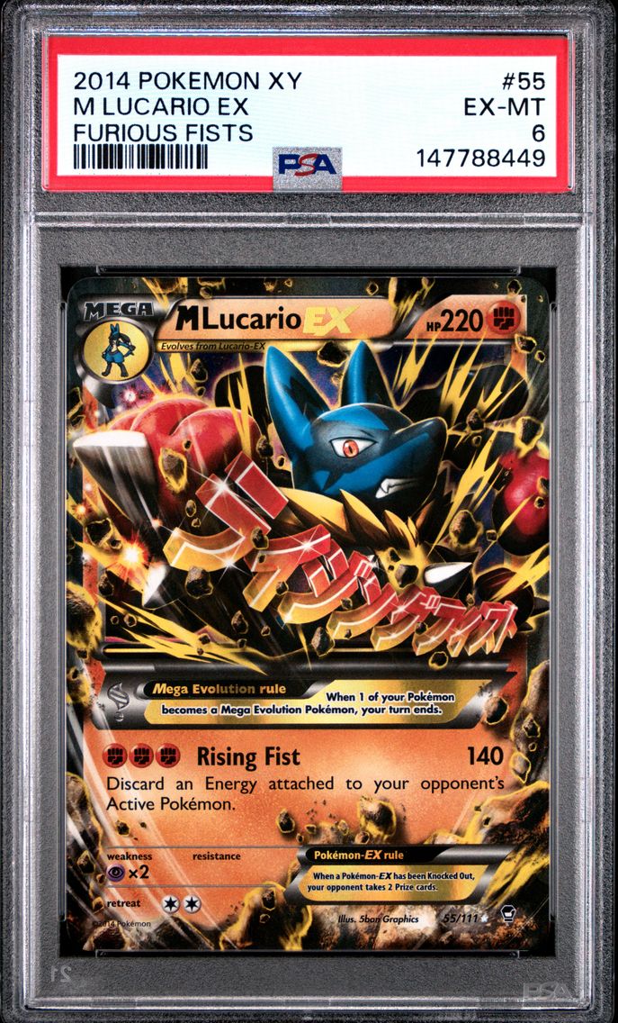 2014 #55 M Lucario EX PSA 6 XY Furious Fists Pokemon