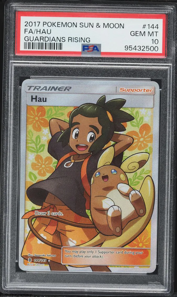 2017 #144 Full Art/Hau PSA 10 Sun & Moon Guardians Rising Pokemon