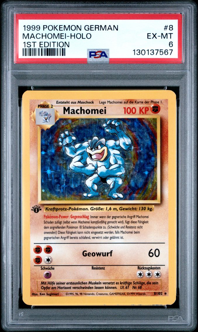 1999 #8 Machomei-Holo 1st Edition PSA 6 German Pokemon