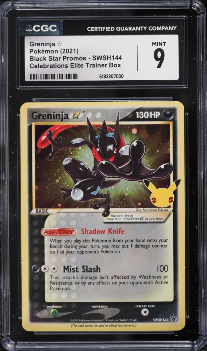 2021 Pokemon Sword & Shield Promo Celebrations ETB Holo Greninja Gold Star #SWSH144 CGC 9 MINT