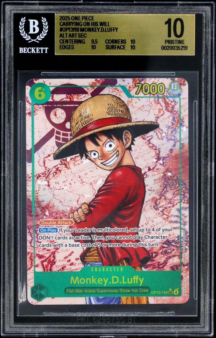 2025 #OP13118 Monkey.D.Luffy ALT ART SEC BGS 10 One Piece Card Game Carrying on His Will