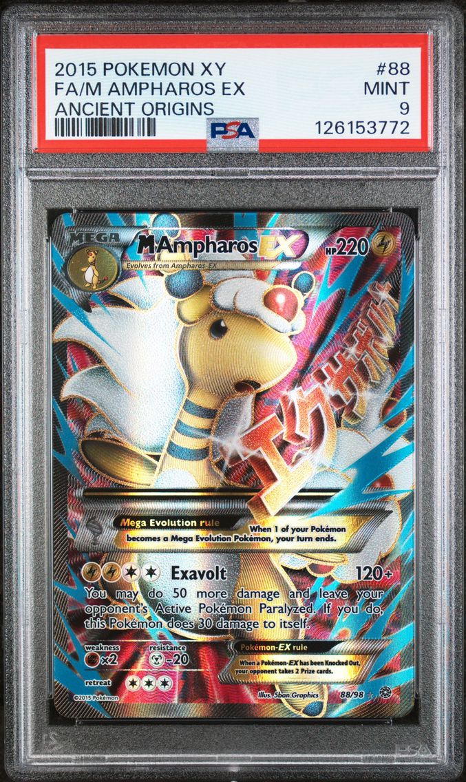 2015 #88 Full Art/M Ampharos EX PSA 9 XY Ancient Origins Pokemon