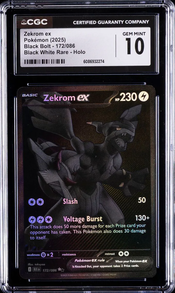 2025 #172 Zekrom EX CGC 10 Blk EN-Black Bolt Pokemon